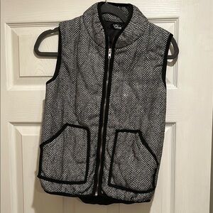 Black and White Herringbone Vest